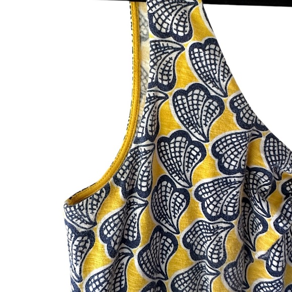 BODEN | CLAIRE SEASHELL MINI DRESS EMPIRE WAIST NAVY BLUE & YELLOW | 8 PETITE - Picture 4 of 12